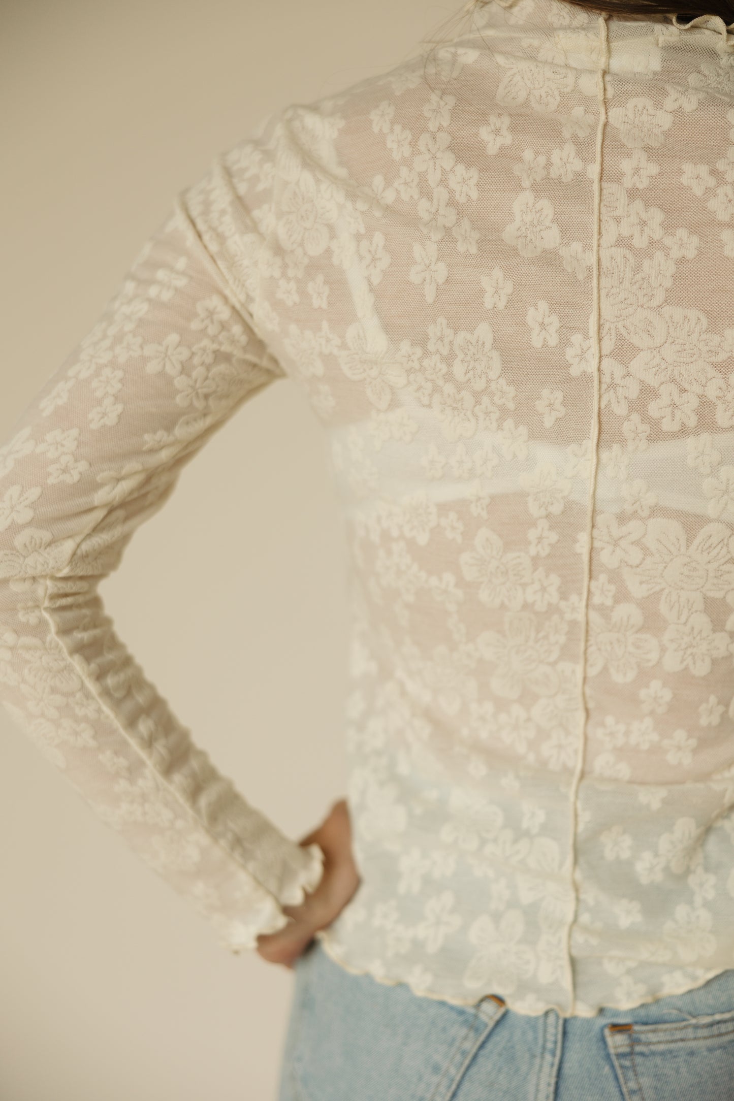White Mock Neck Longsleeve Top