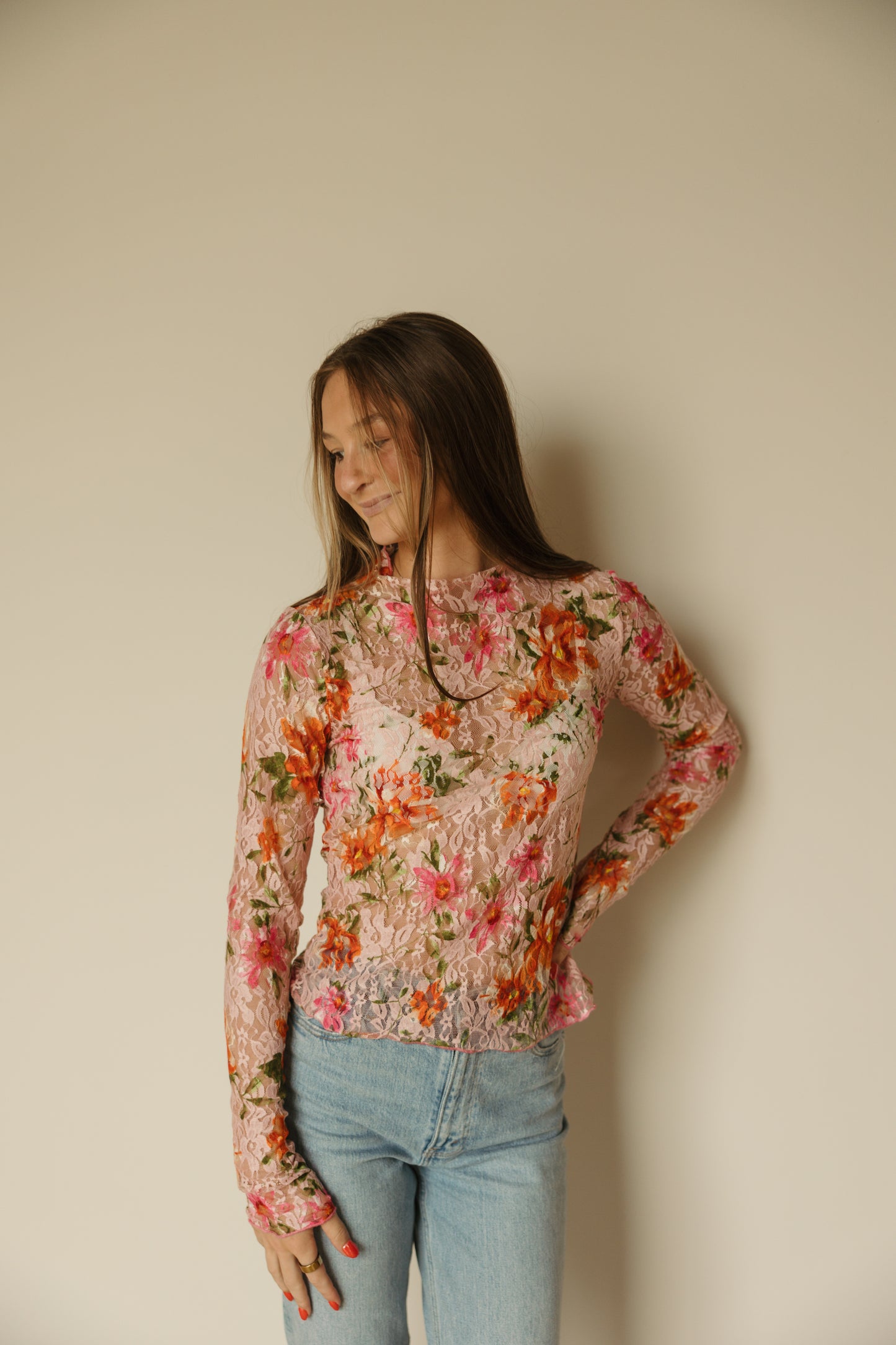 Coloful Floral Mesh Longsleeve