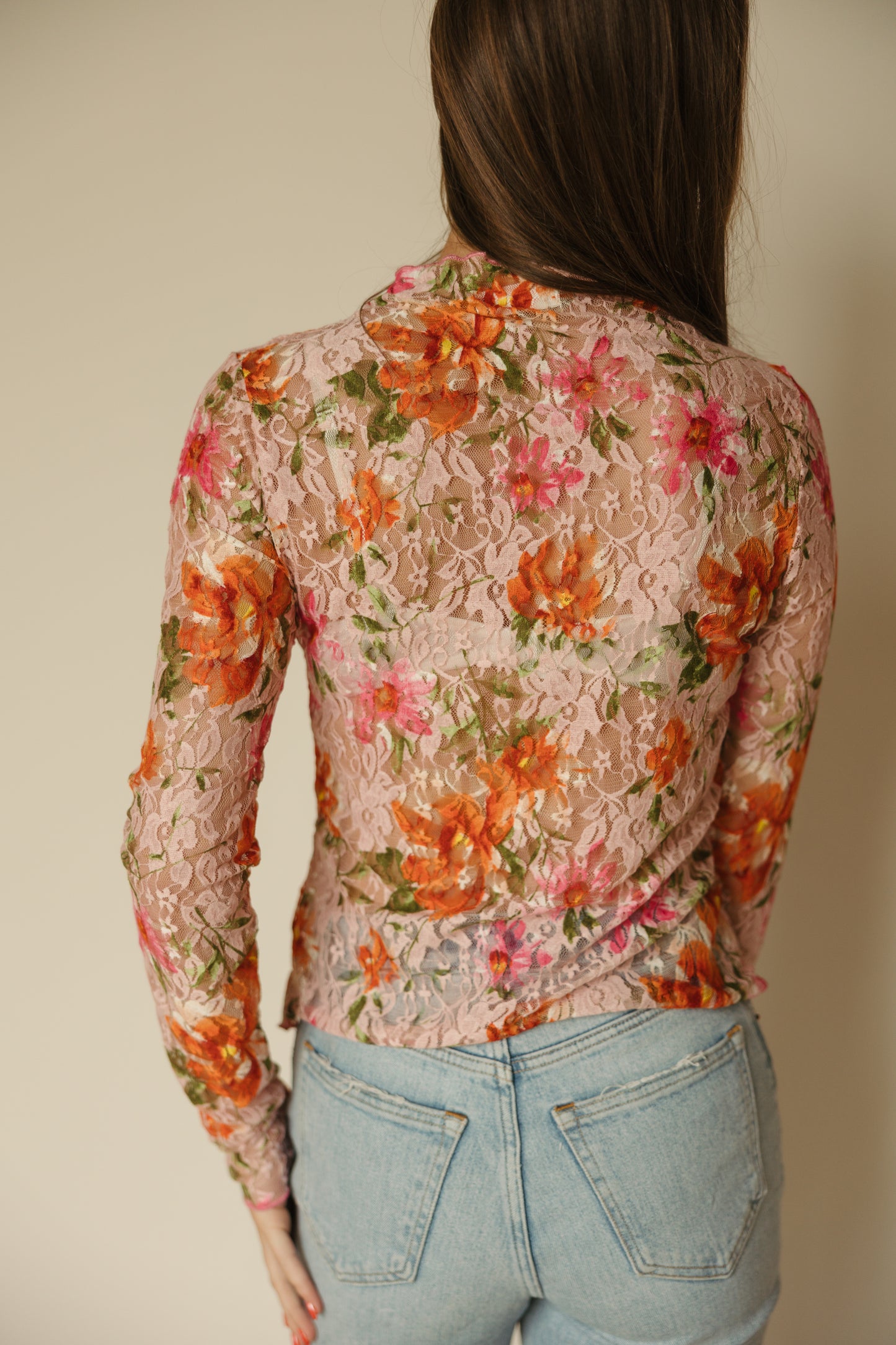 Coloful Floral Mesh Longsleeve