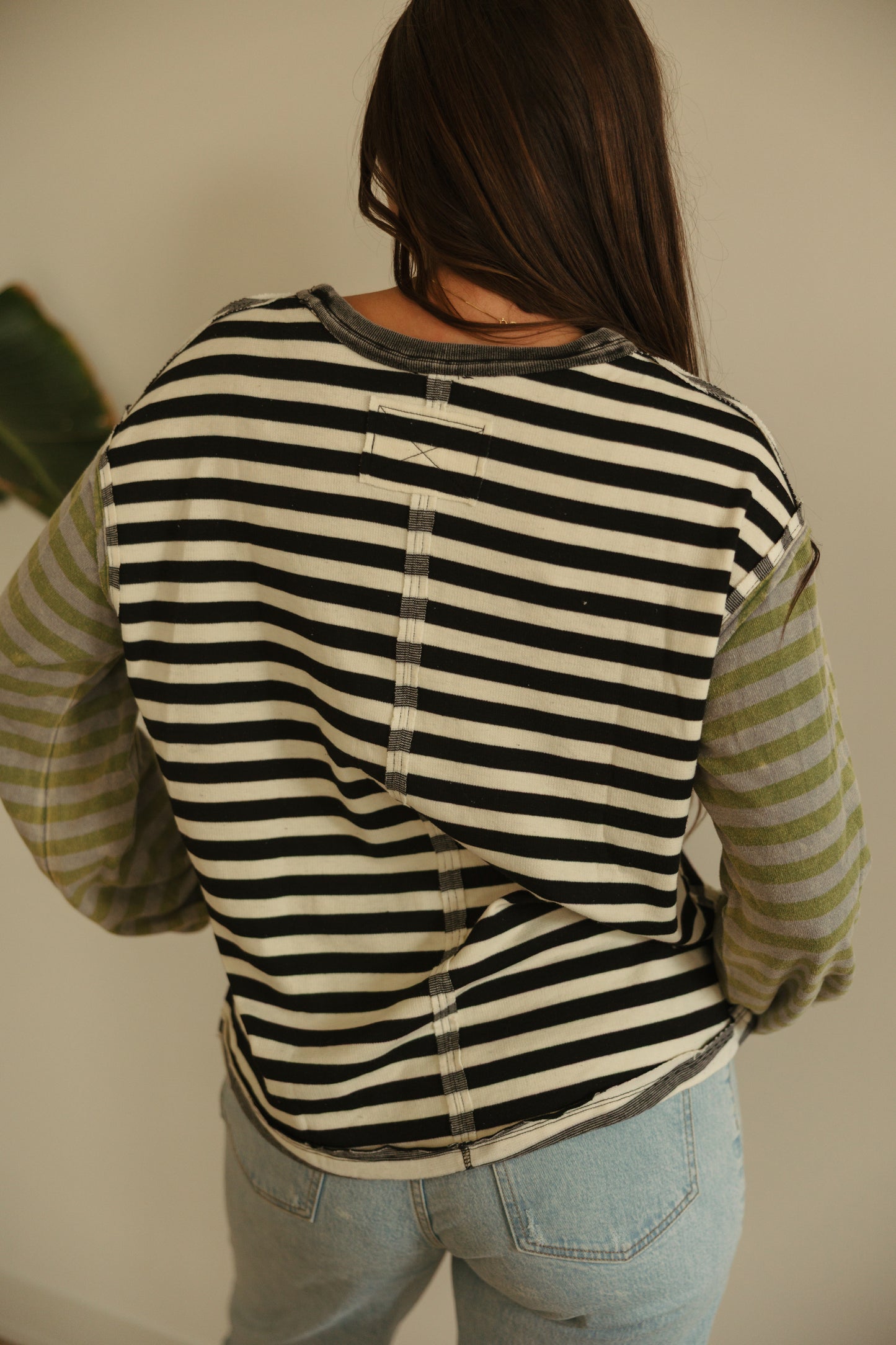 Stripe Contrast Loose Pullover