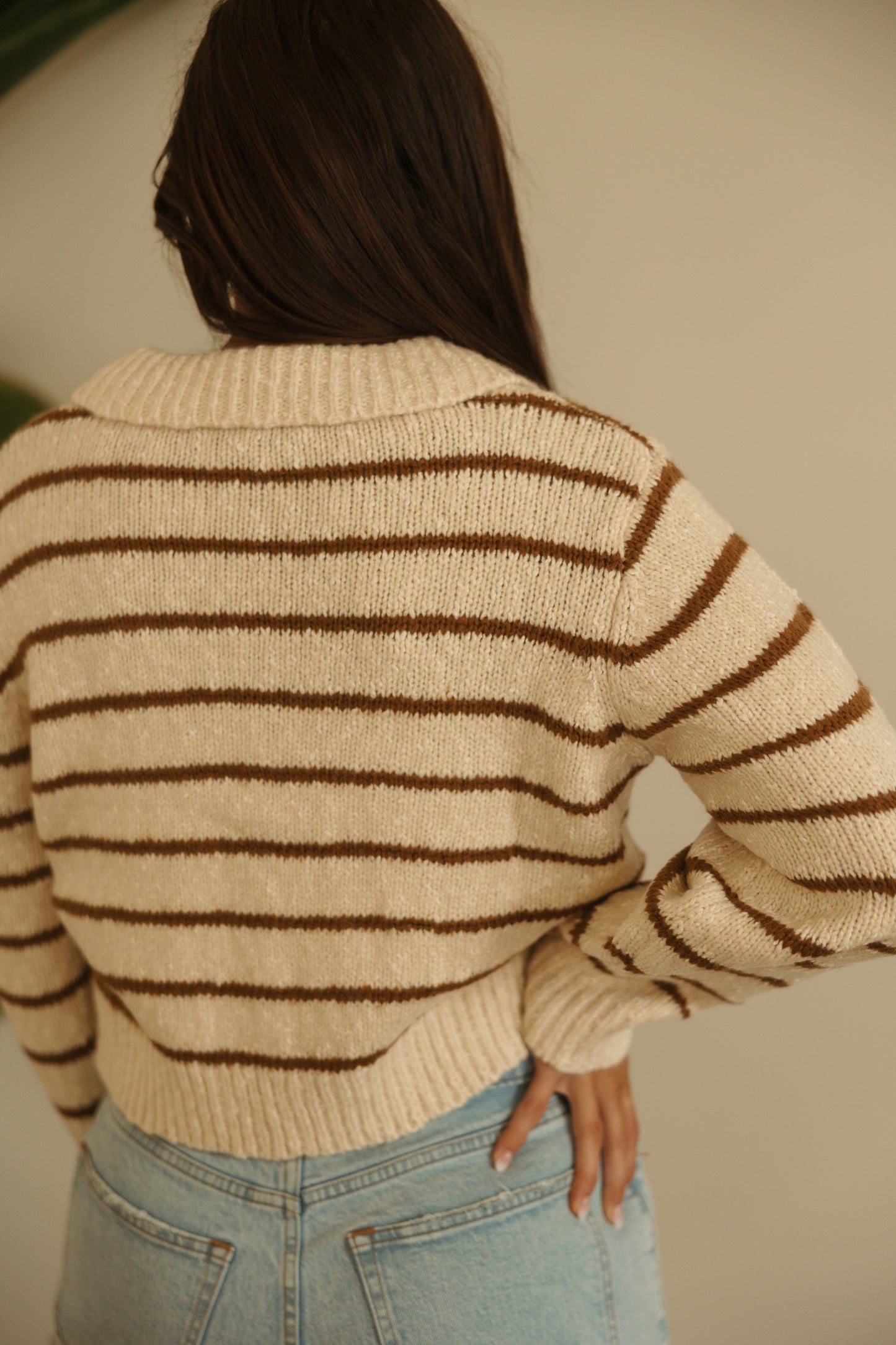 Collared Stripe Button Down Cardigan