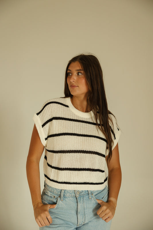Stripe Dolman Sleeve Knitted Top
