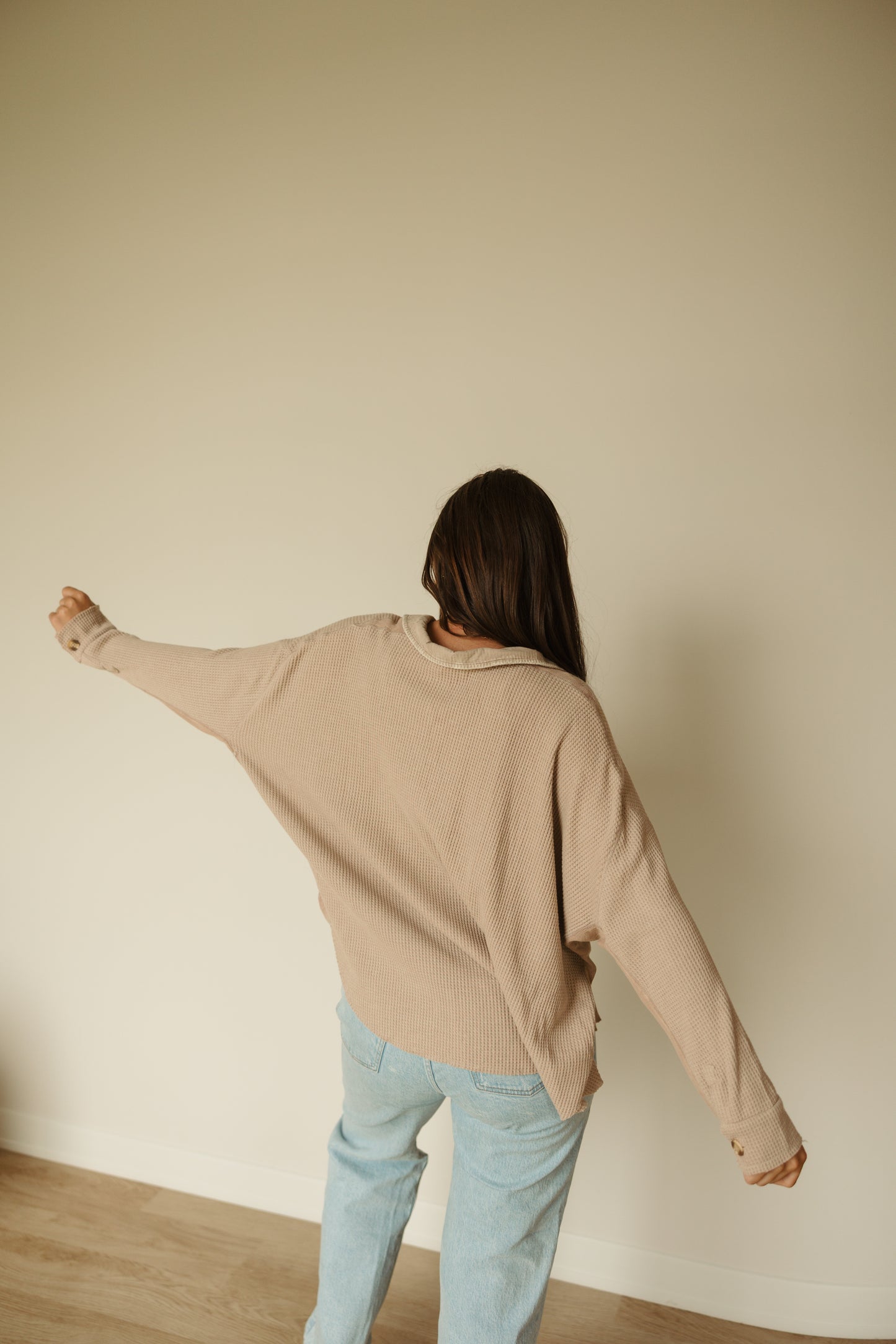 Slouchy Waffle Knit Jacket | Natural