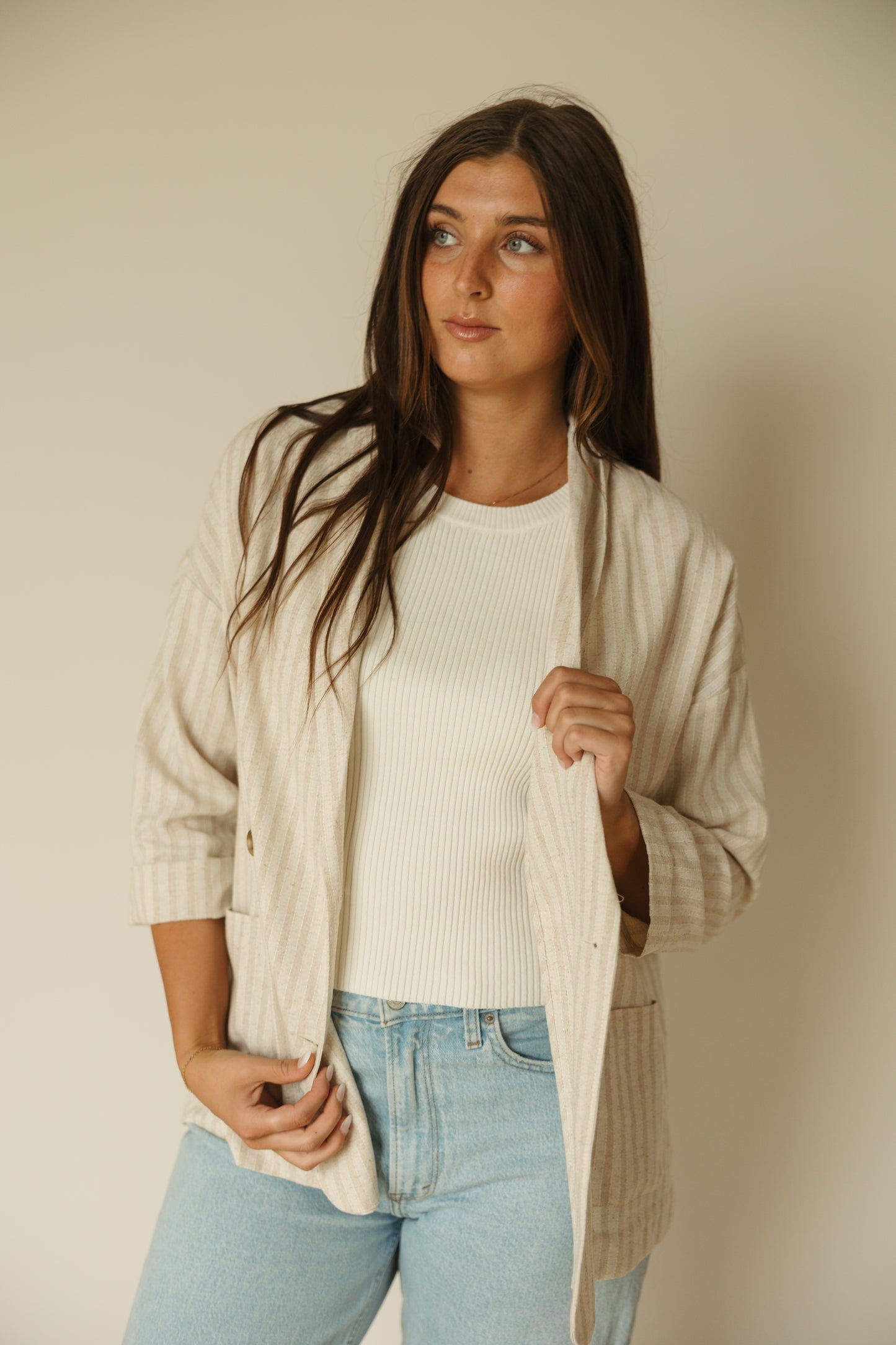 Khaki Stripe Blazer
