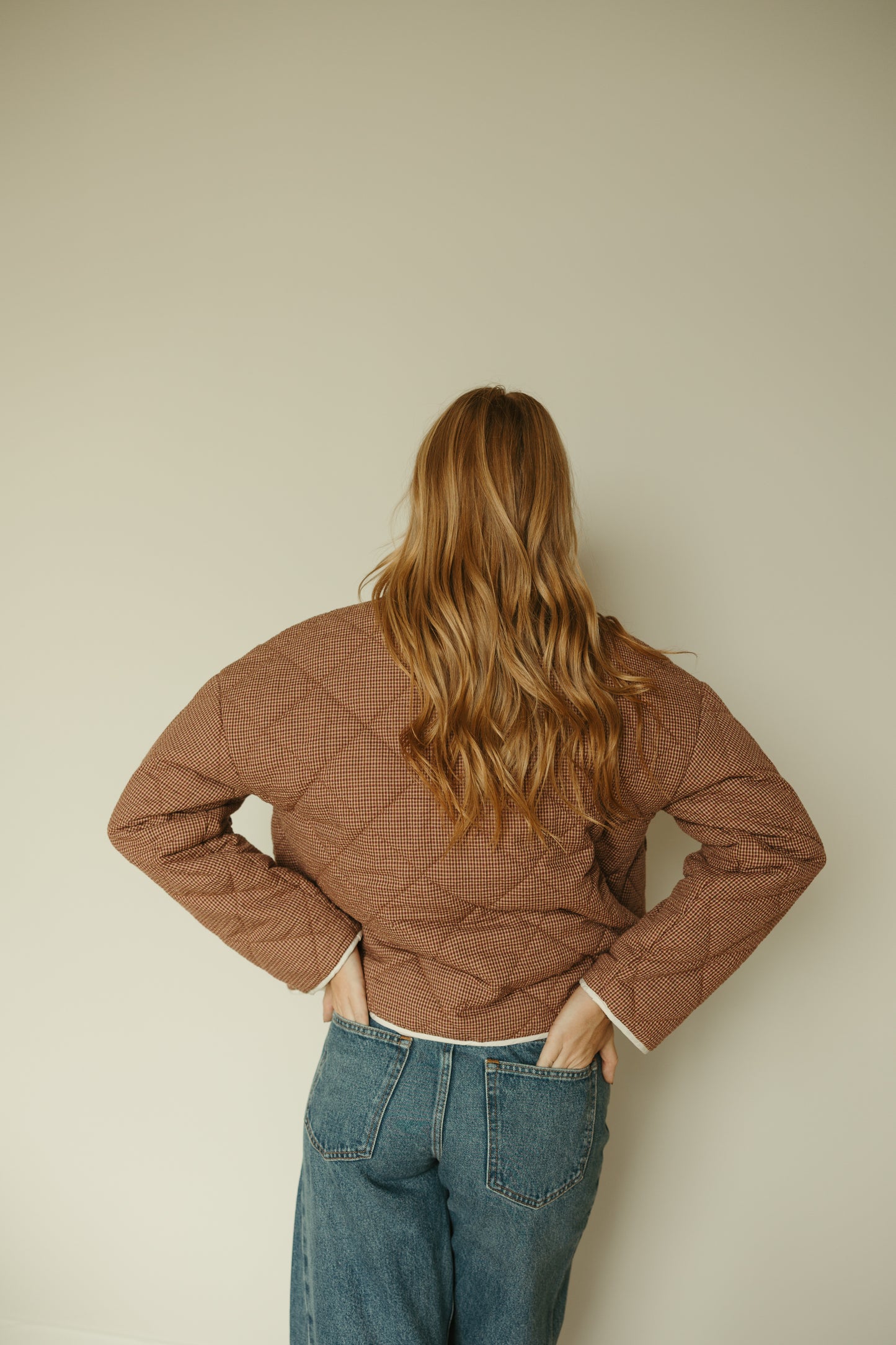 Rose Micro Checker Quilted Jacket