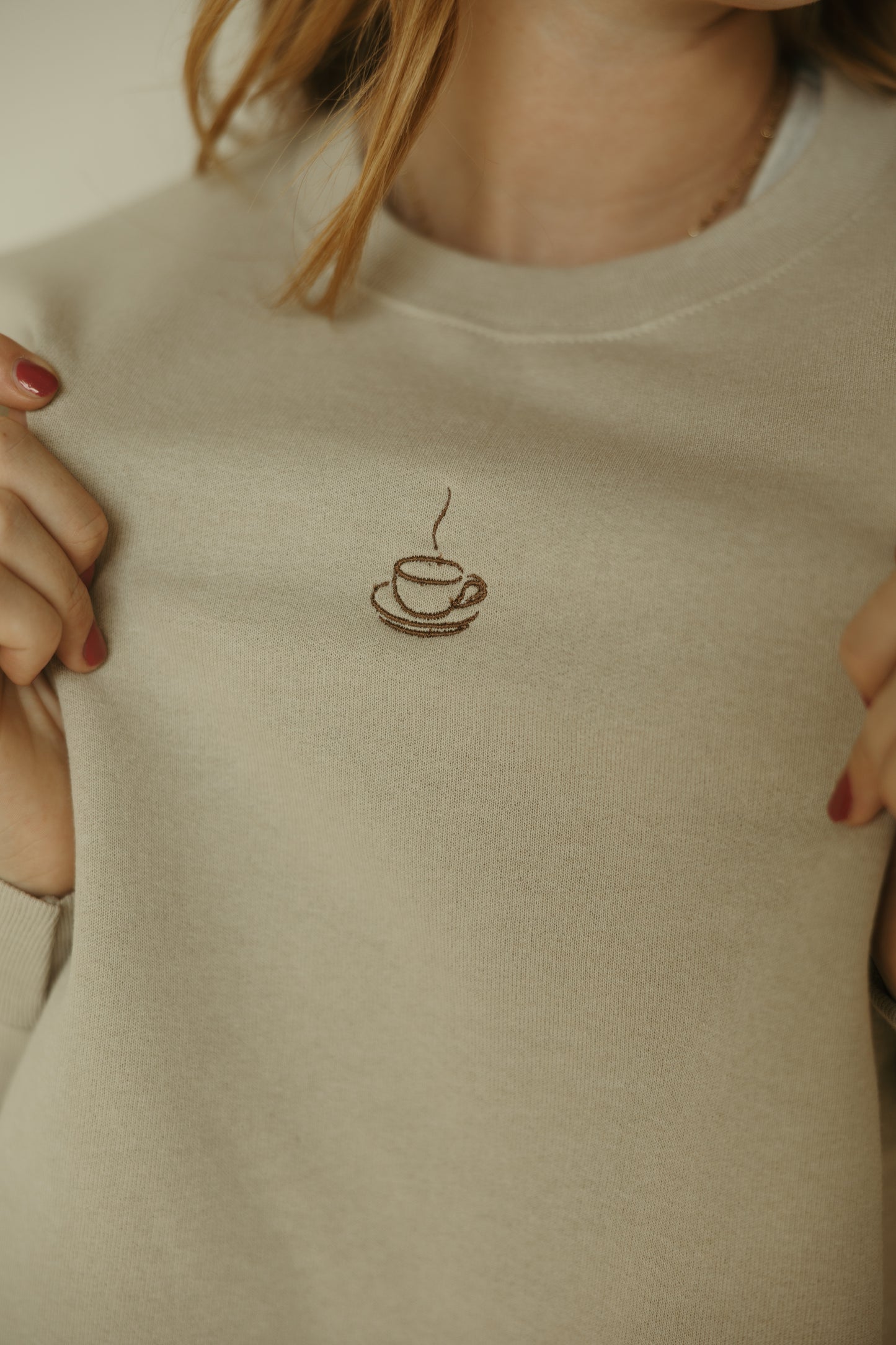Coffee Cup Embroidered Crewneck