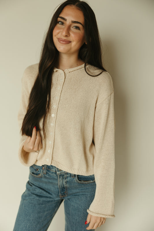 Cream Front Button Cardigan