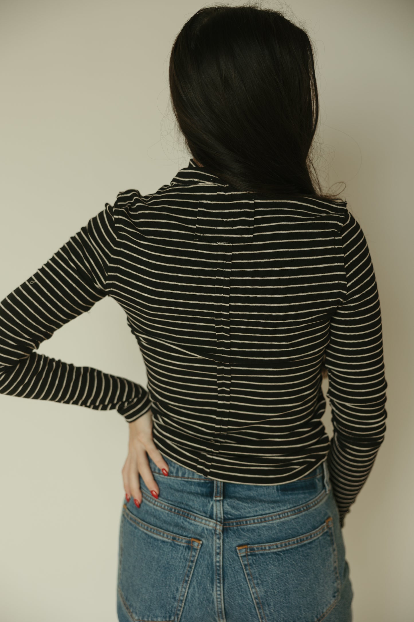 Stripe Turtle-Neck Long Sleeve