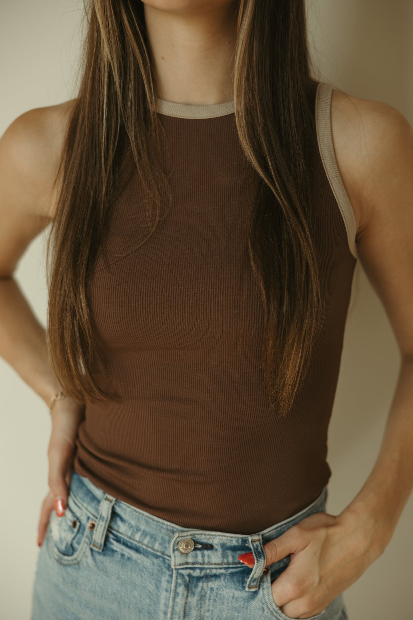 Round Neck Colorblock Bodysuit