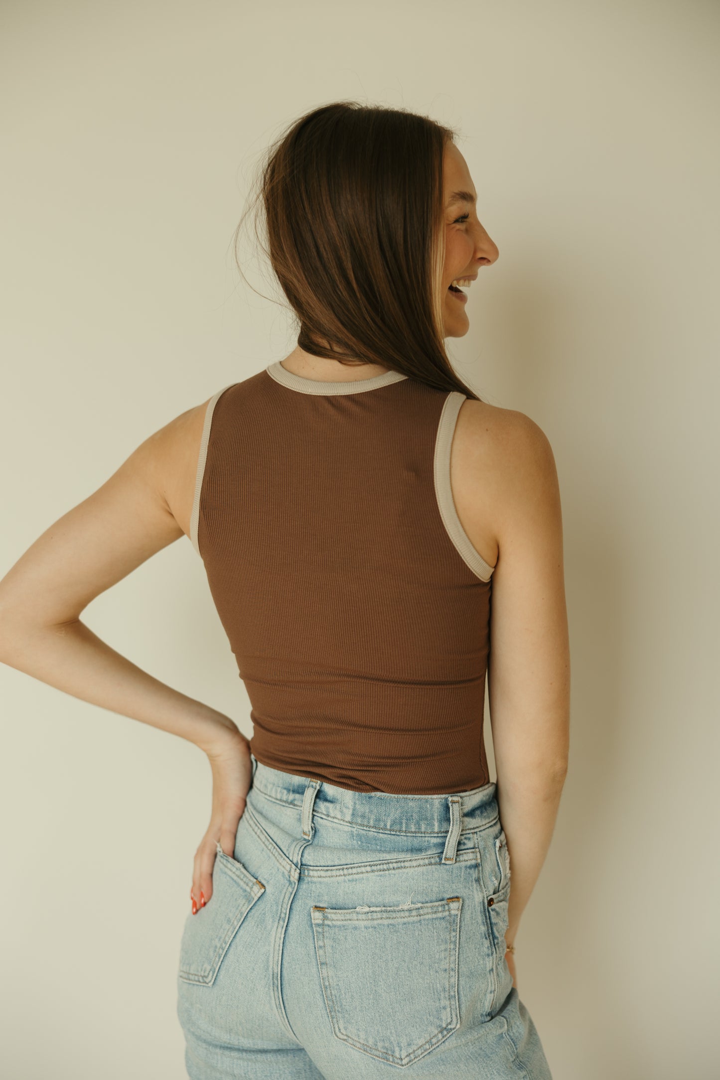 Round Neck Colorblock Bodysuit