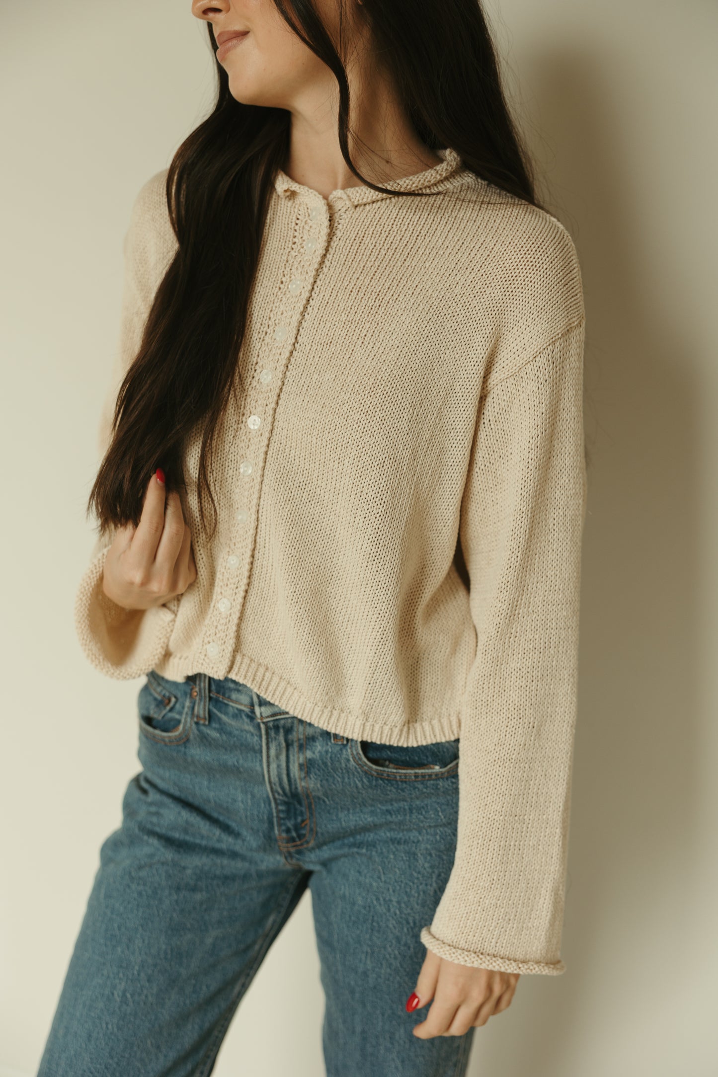 Cream Front Button Cardigan