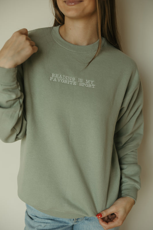 Reading Is My Favorite Sport Embroidered Crewneck