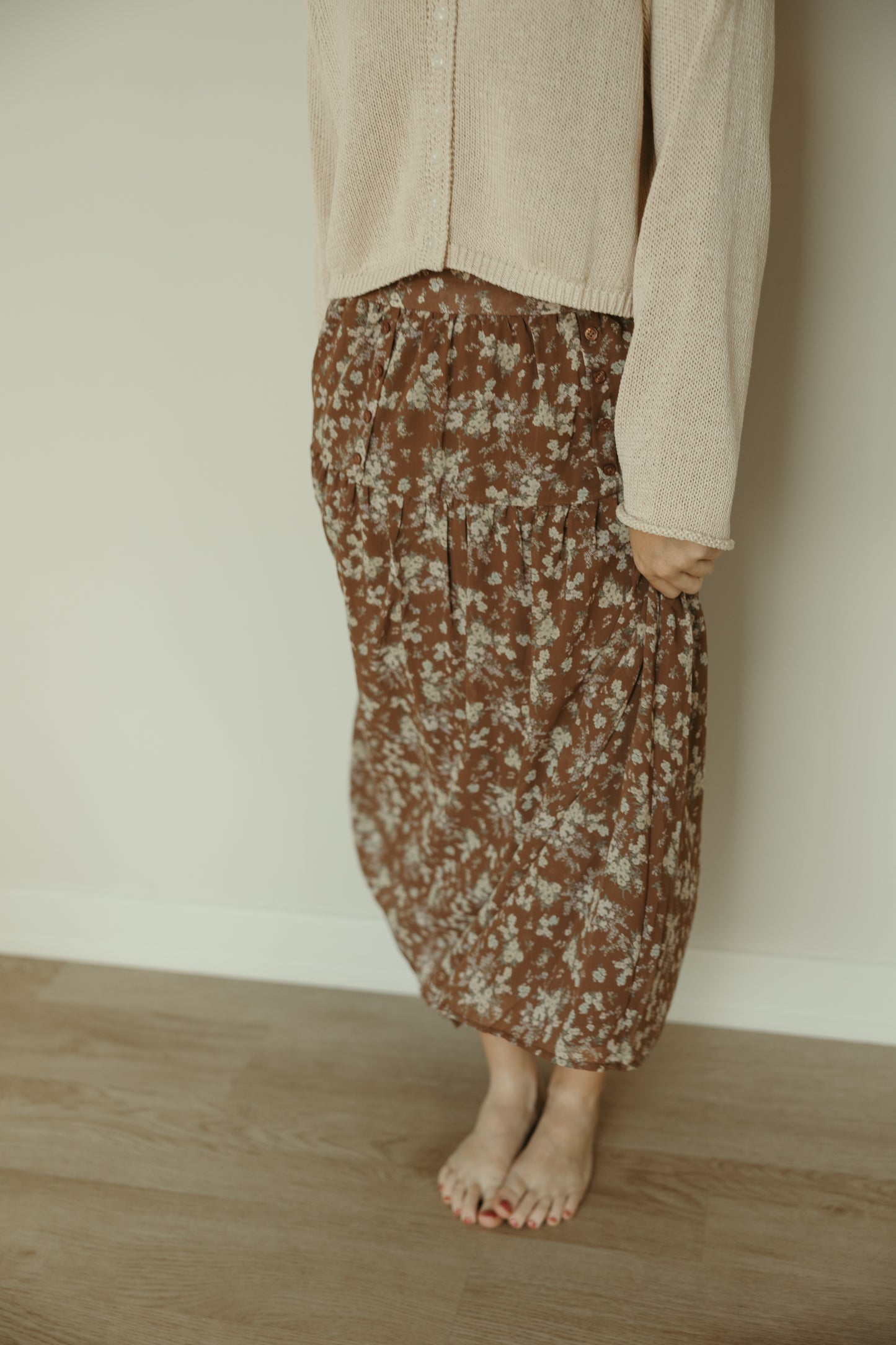 Fall Floral Midi Skirt