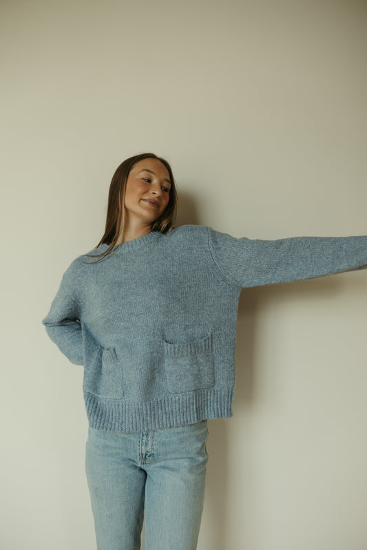 Denim Blue Front Pocket Sweater