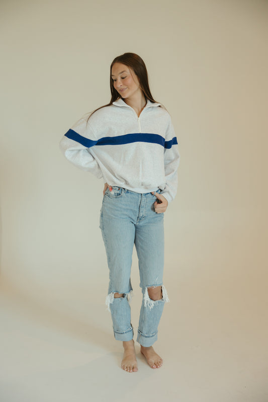 Blue Stripe Half Zip Pullover