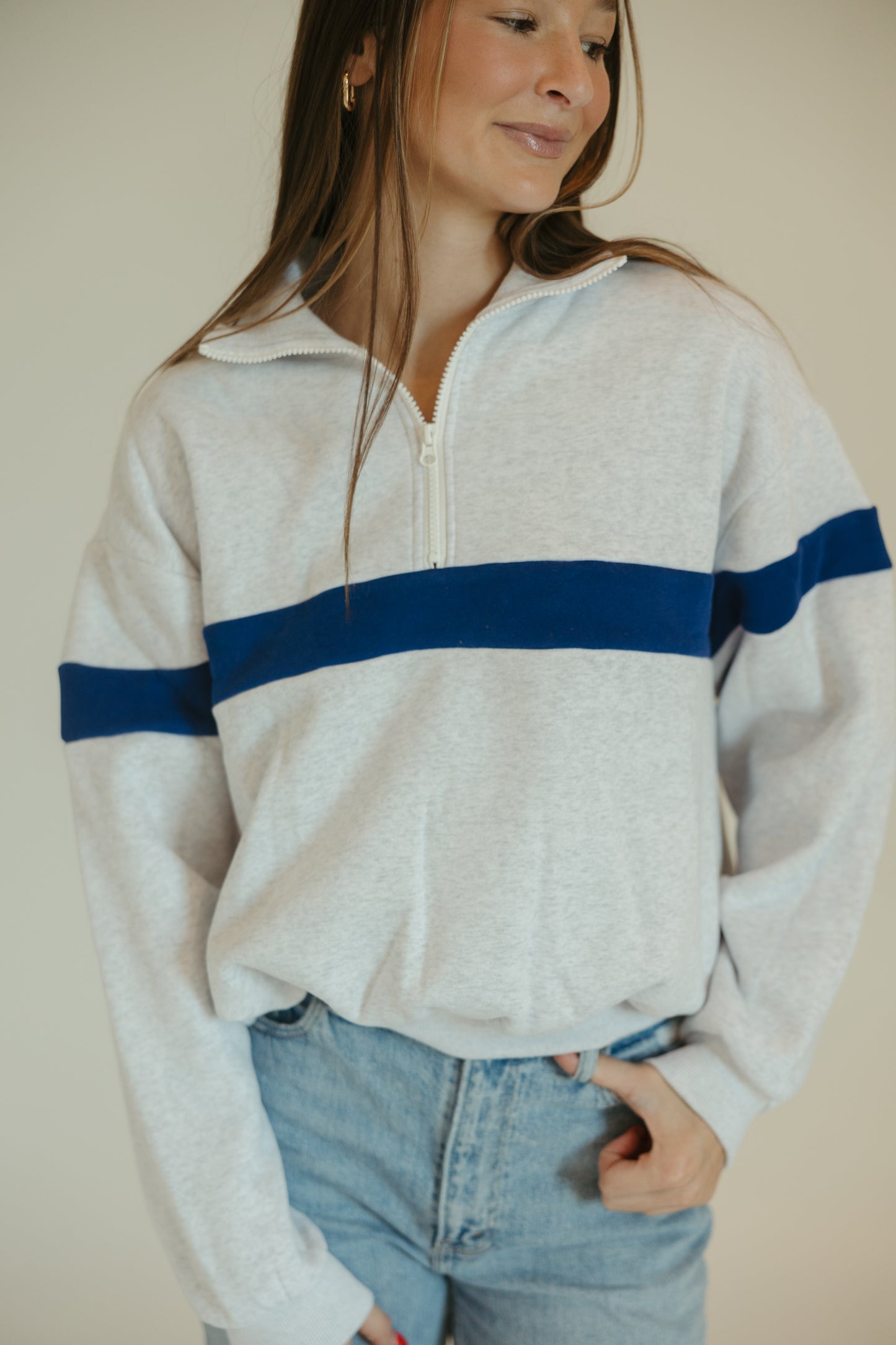 Blue Stripe Half Zip Pullover