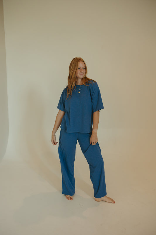 Cobalt Blue Oversized Tee & Pant Set