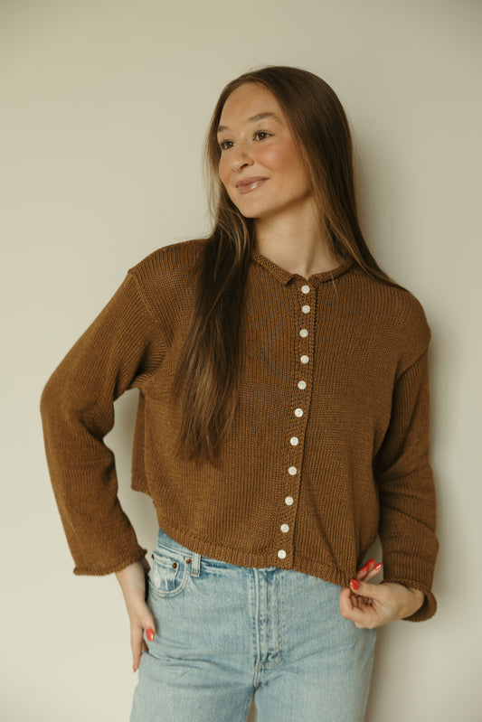 Mocha Button Front Cardigan