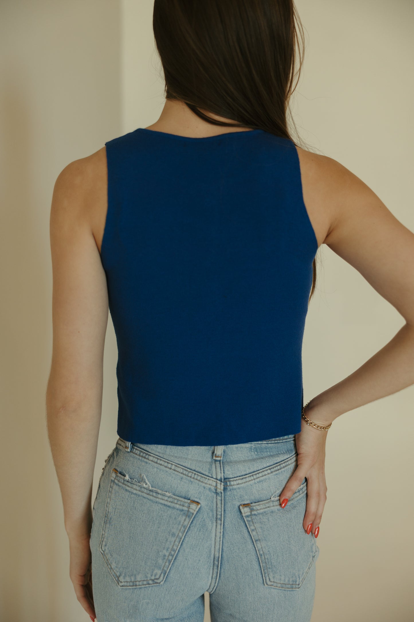 Bold Blue Button Down Top