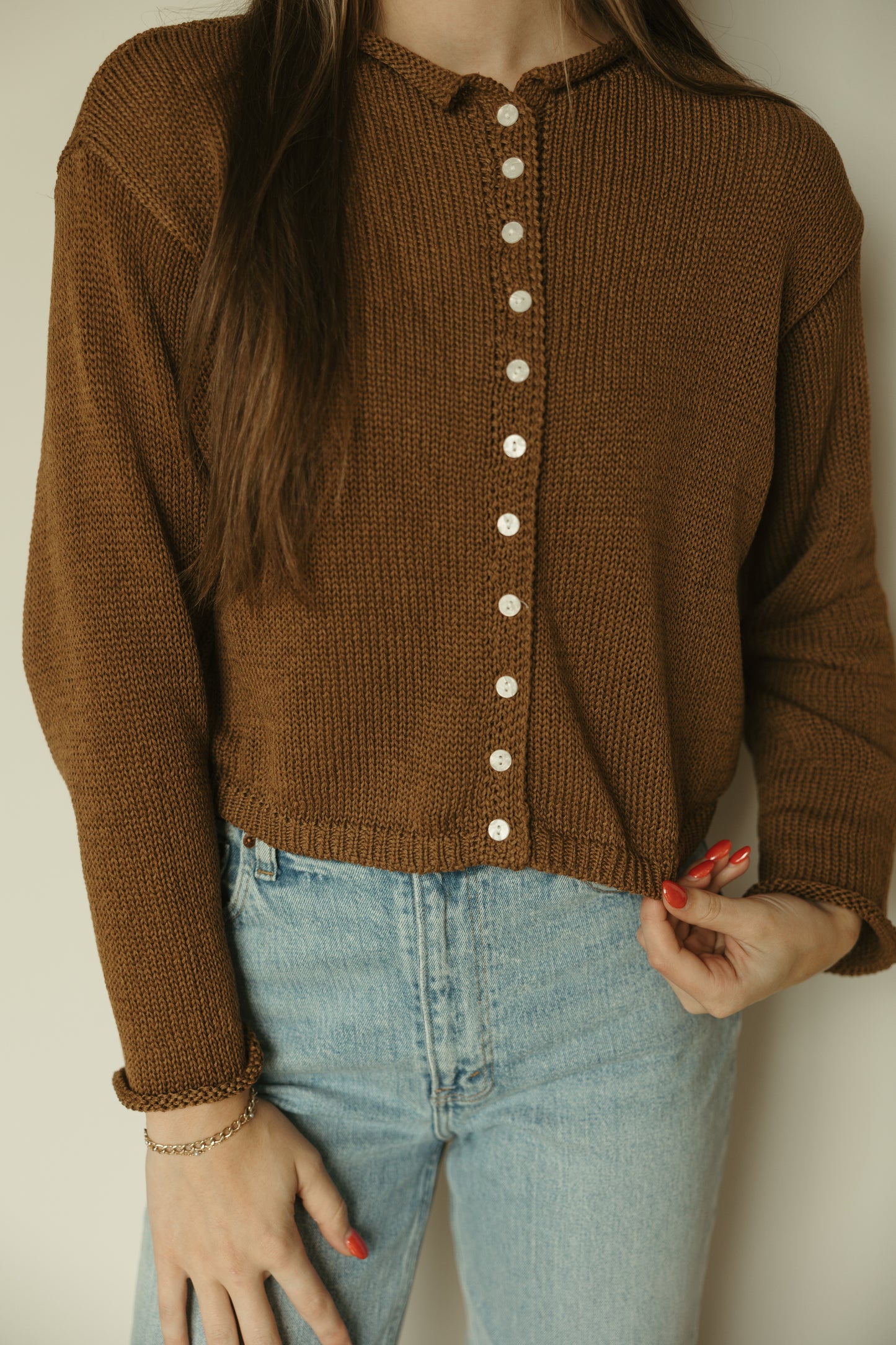 Mocha Button Front Cardigan