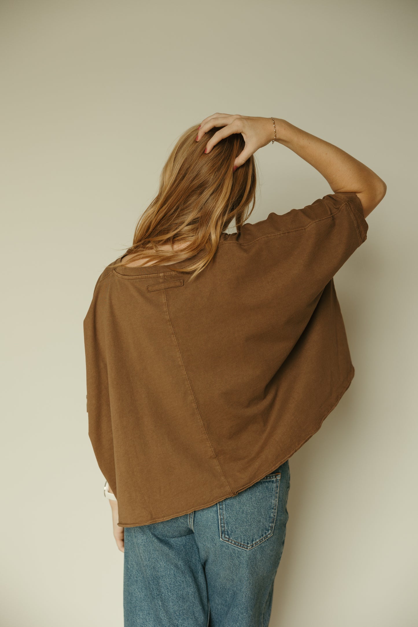 Brown Washed Oversized Top