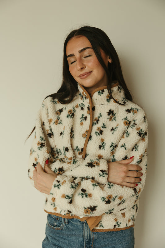 Khaki Floral Fleece Jacket