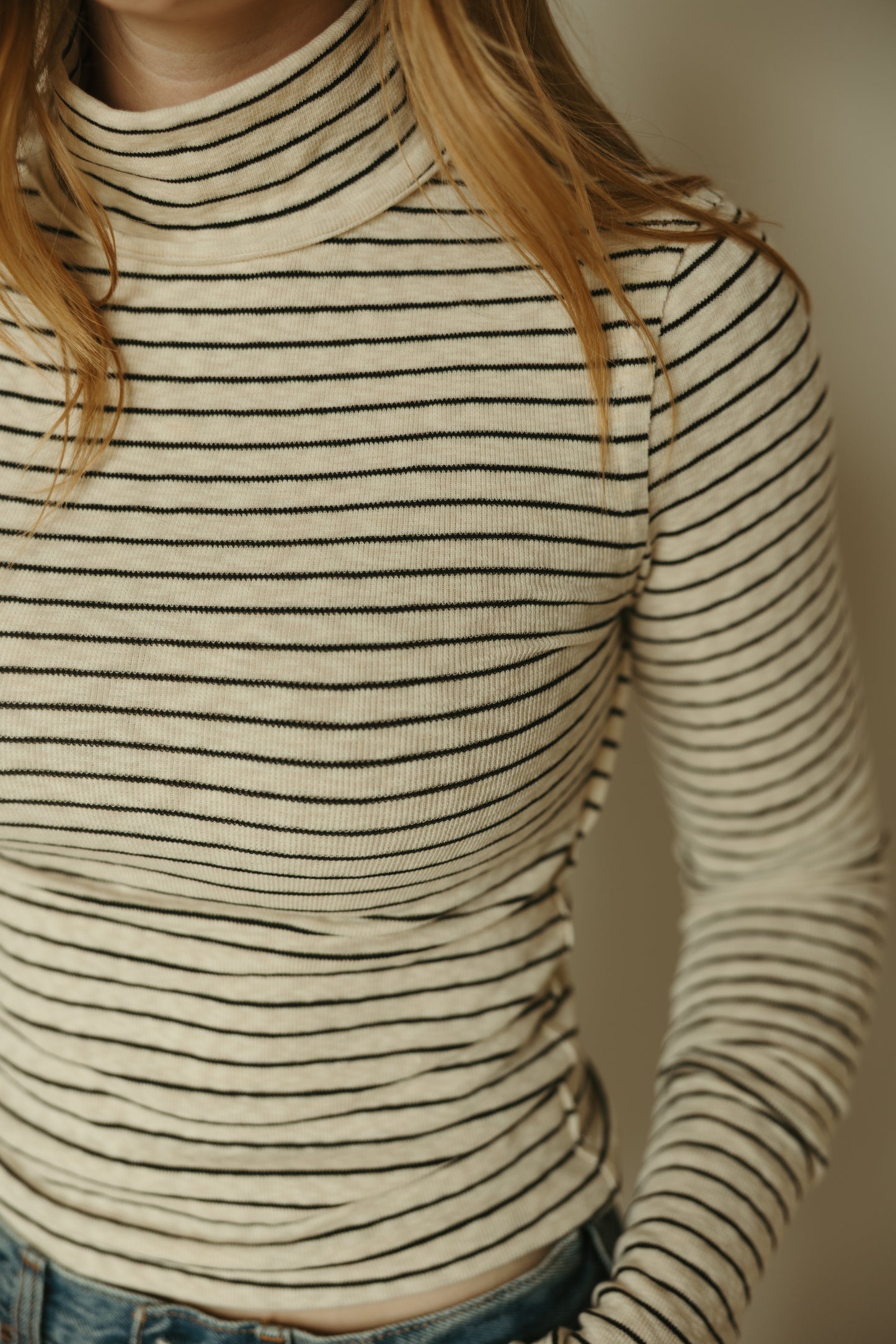 Stripe Turtle-Neck Long Sleeve
