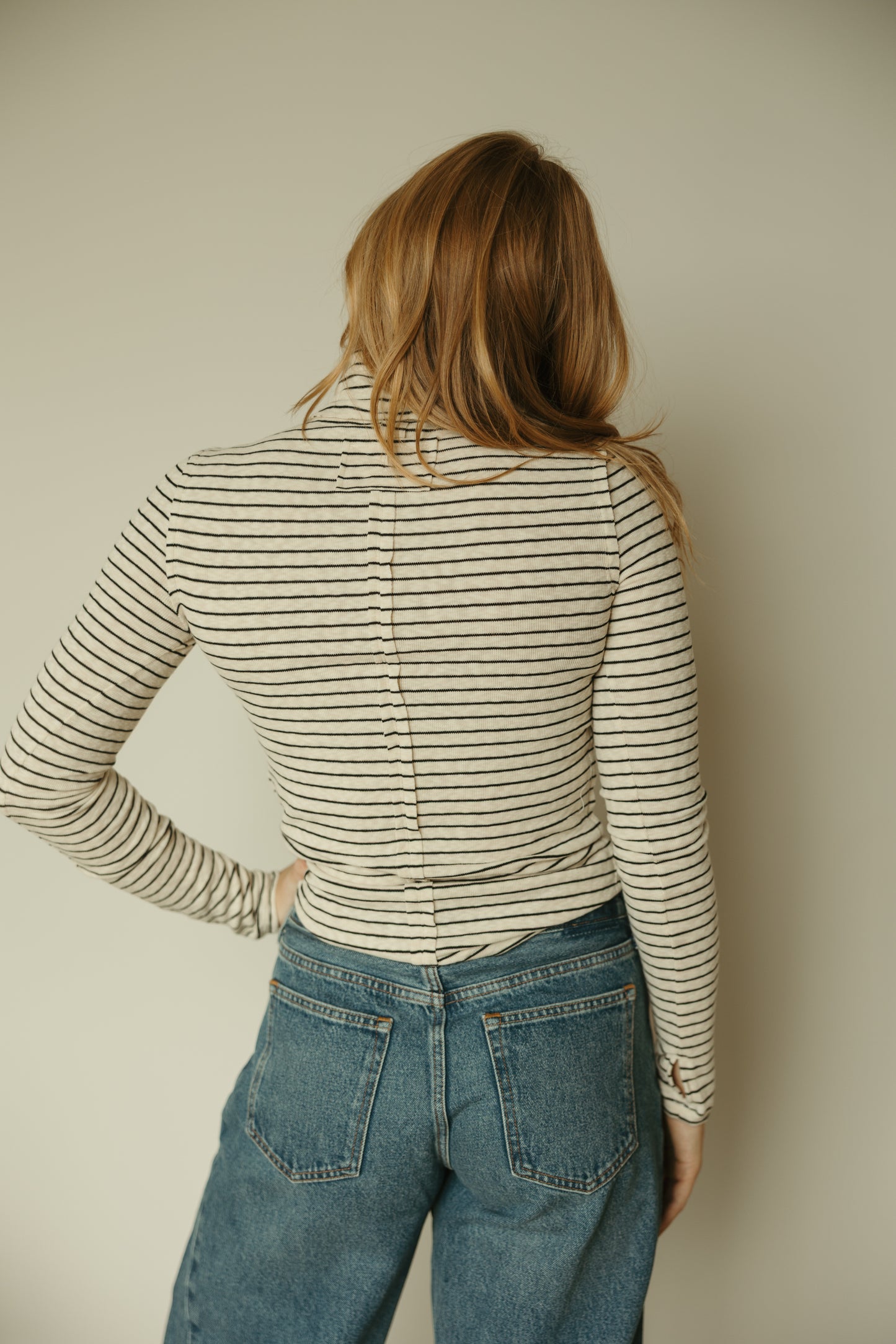 Stripe Turtle-Neck Long Sleeve