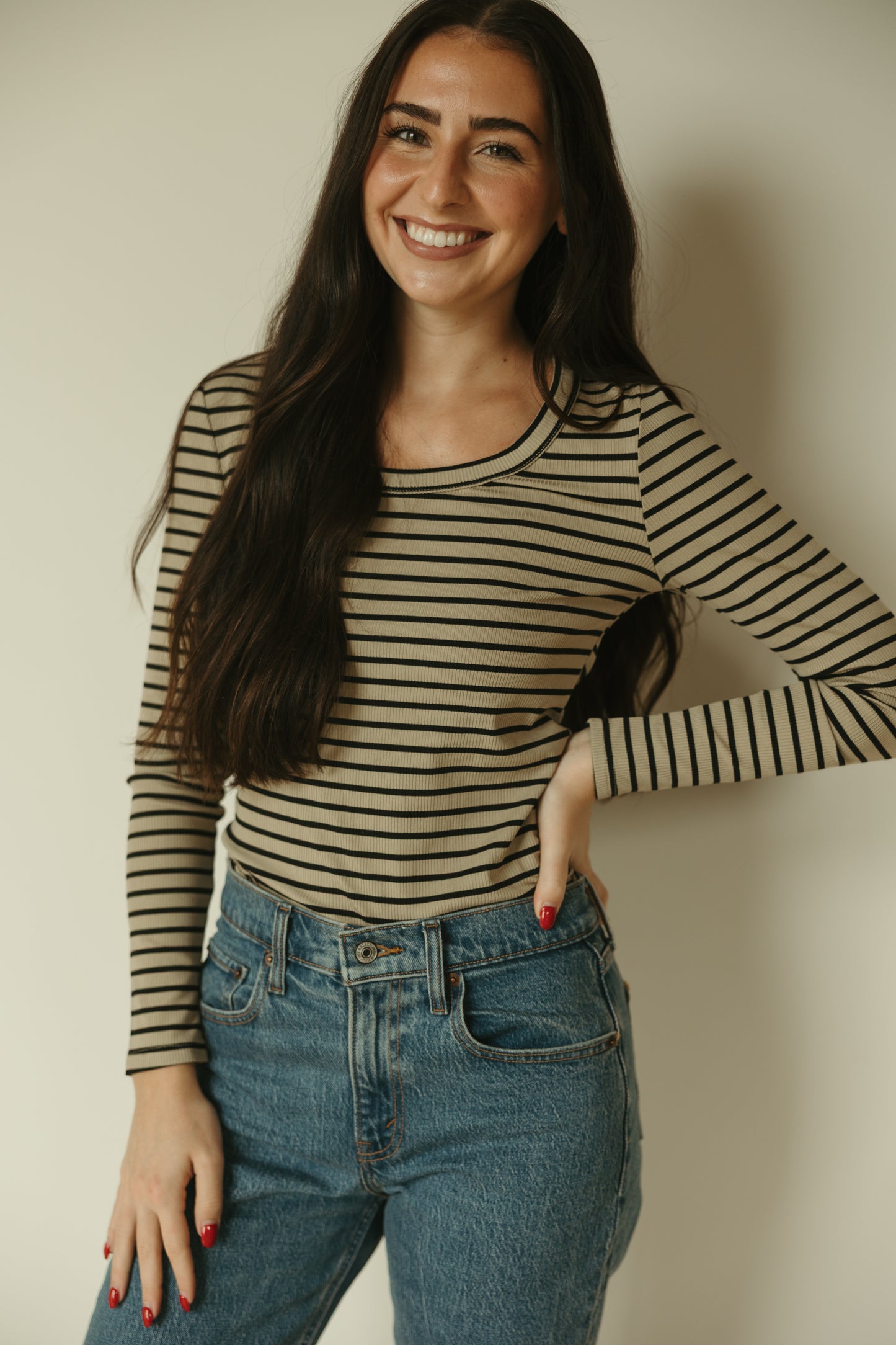 Stripe Round Neck Long Sleeve