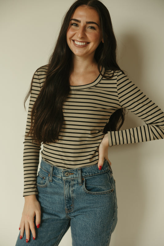 Stripe Round Neck Long Sleeve