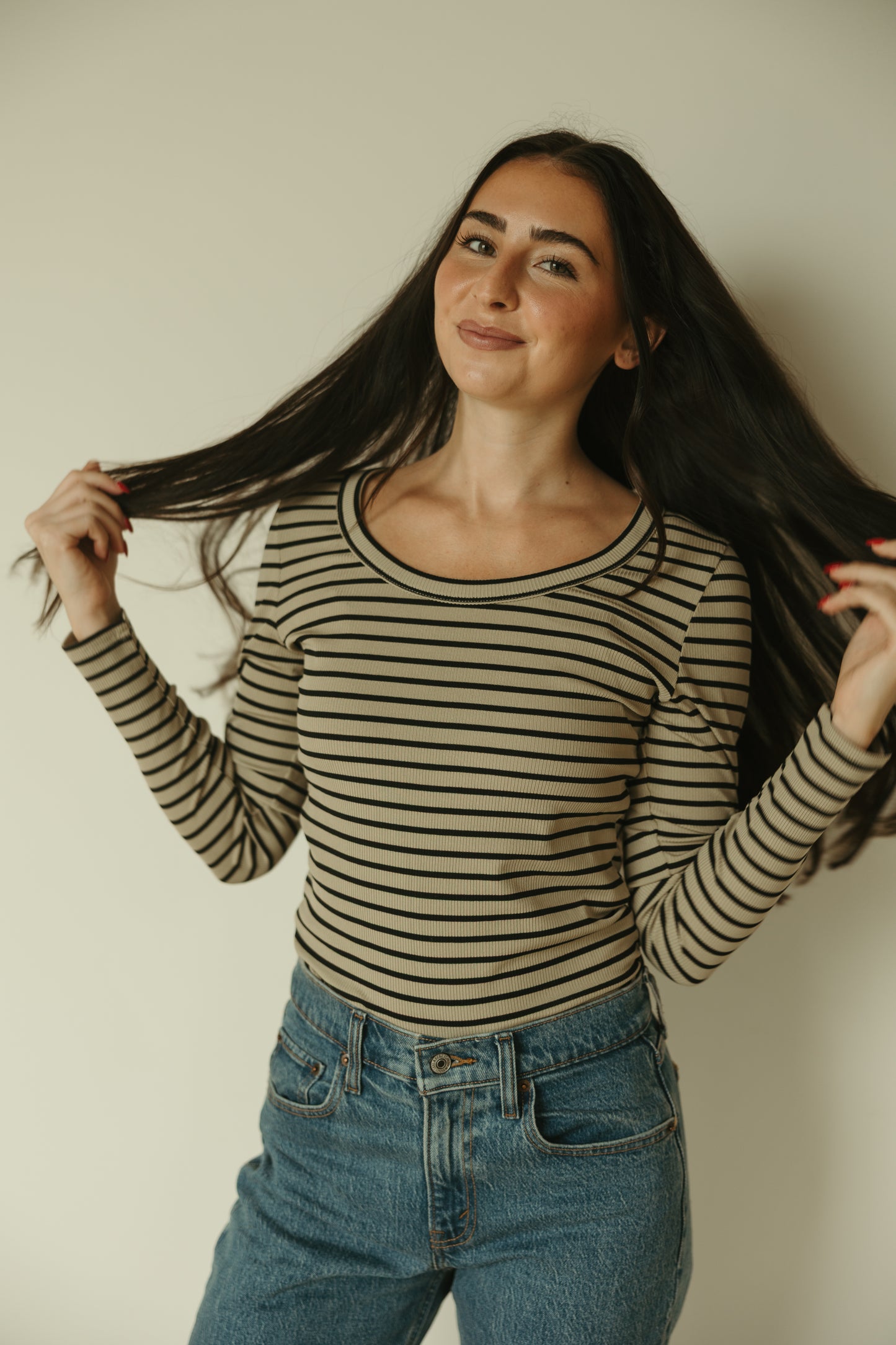 Stripe Round Neck Long Sleeve