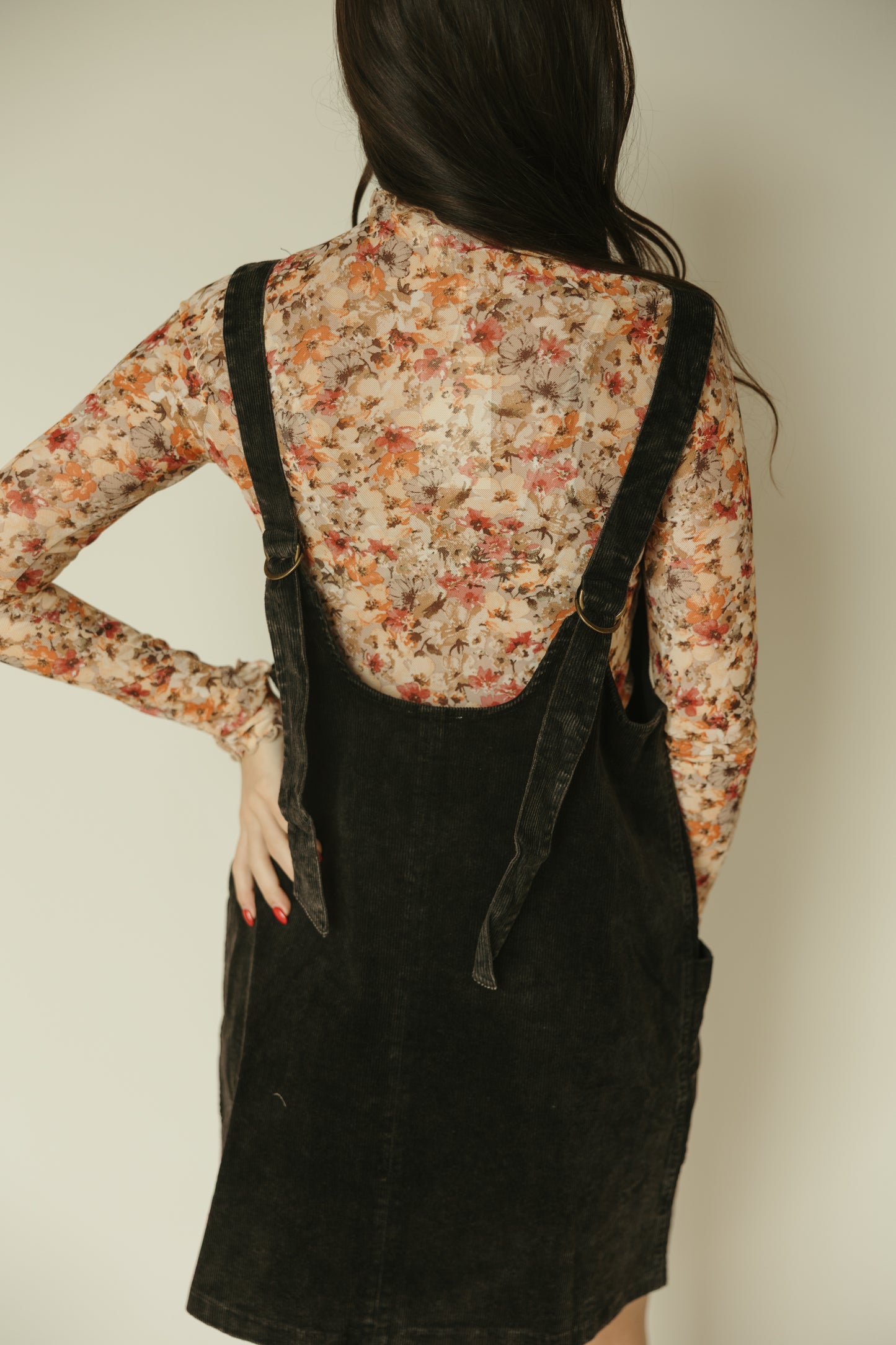 Floral Mesh Mock Neck Top