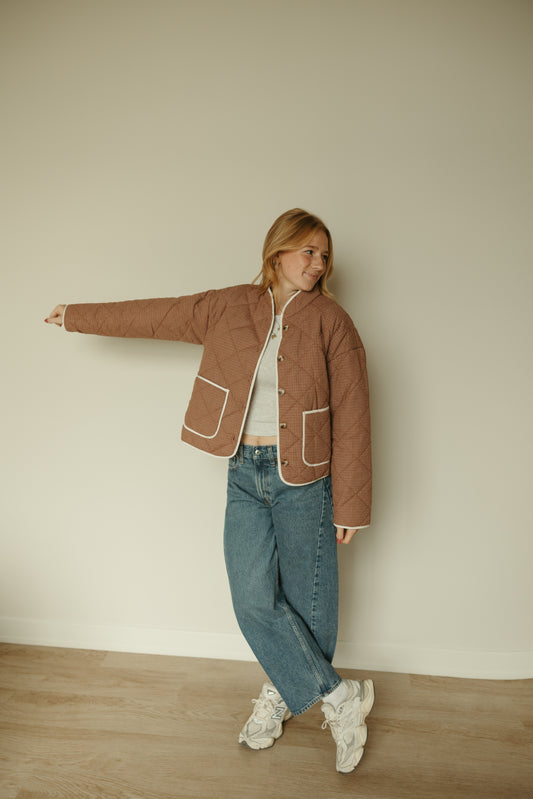 Rose Micro Checker Quilted Jacket