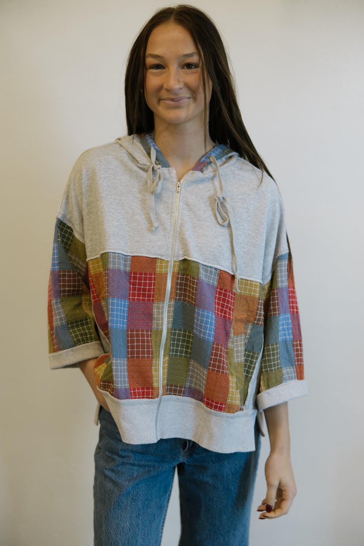 Multi Color Hoodie Cardigan