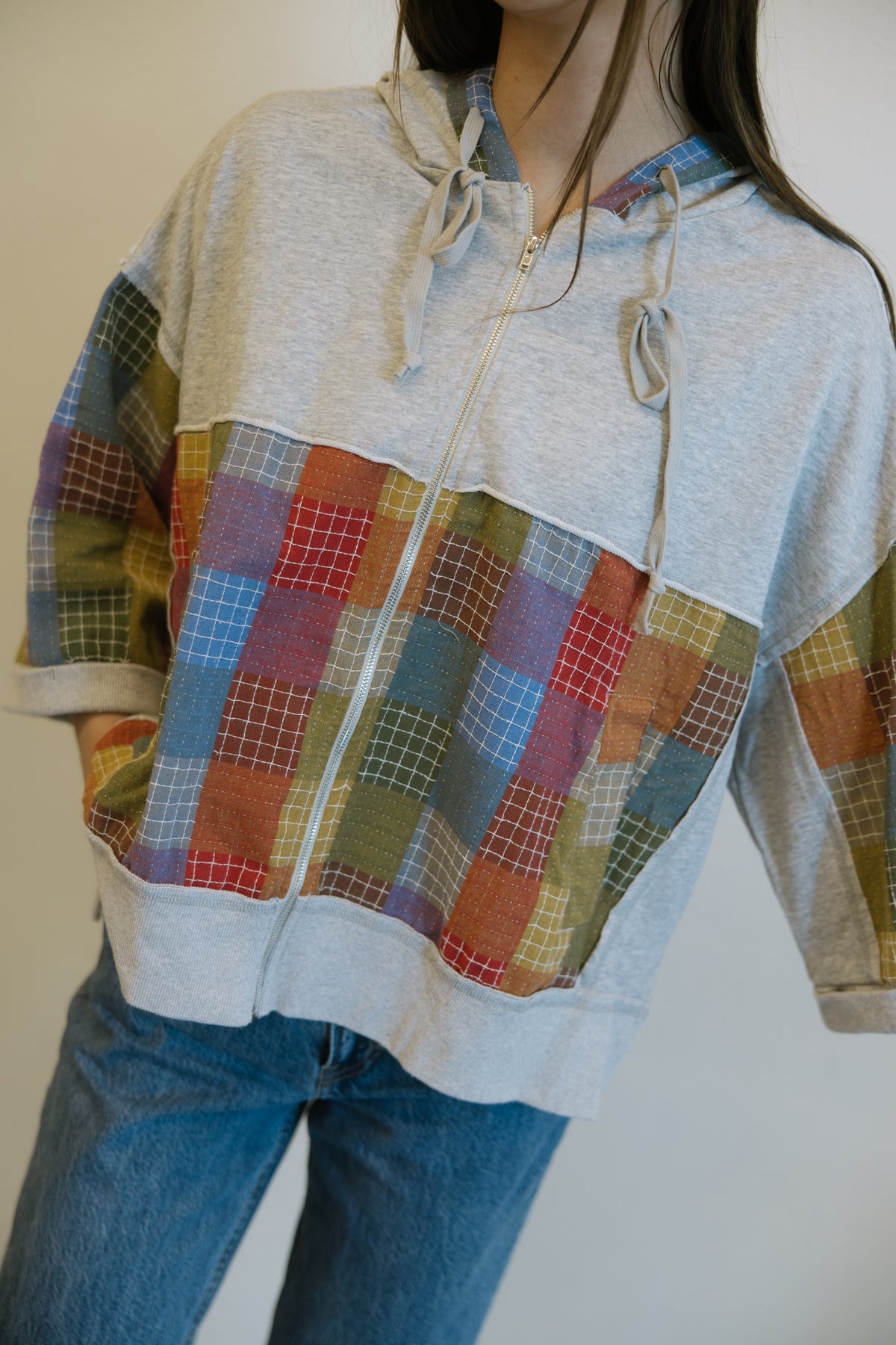 Multi Color Hoodie Cardigan