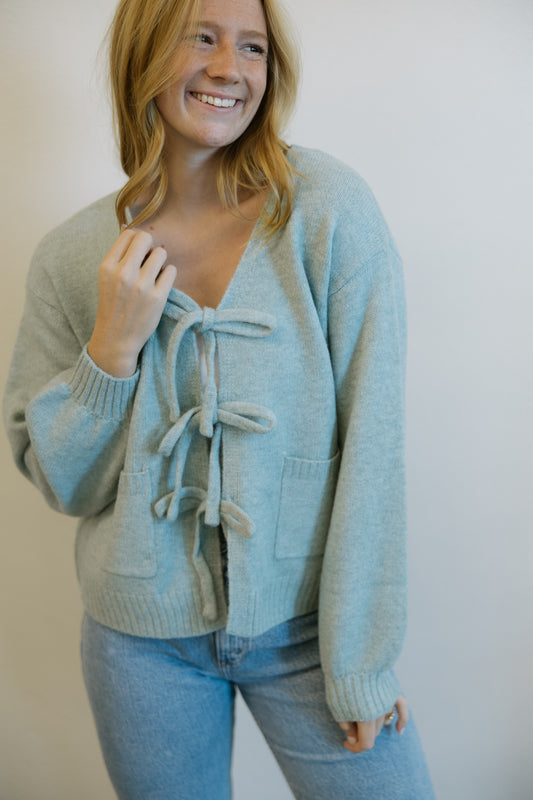 Blue Tie Front Cardigan