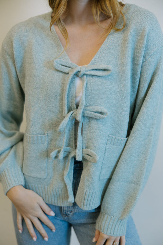 Blue Tie Front Cardigan