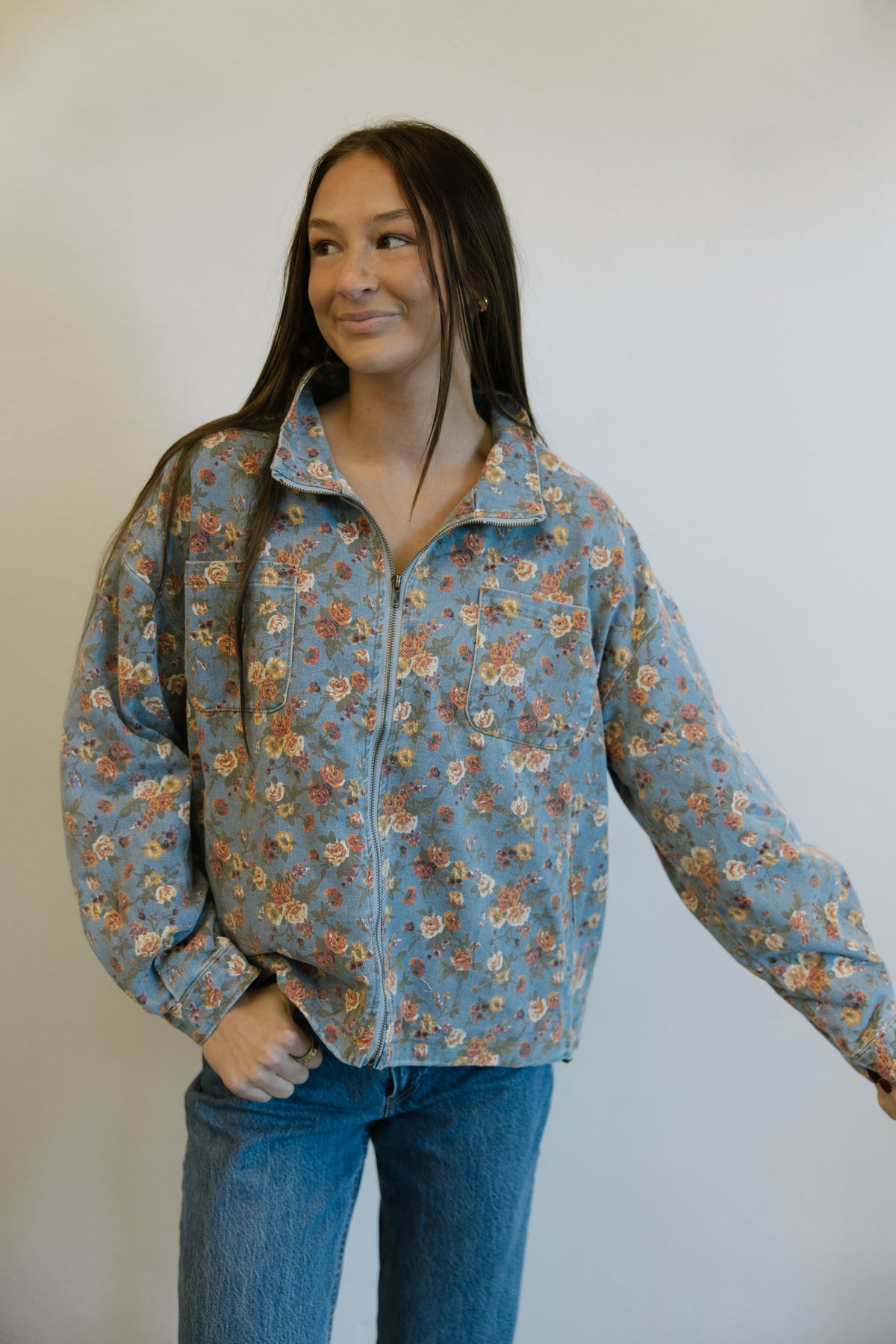 Marigold Floral Denim Jacket