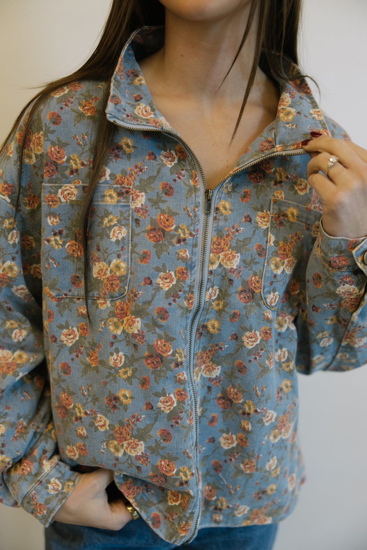 Marigold Floral Denim Jacket