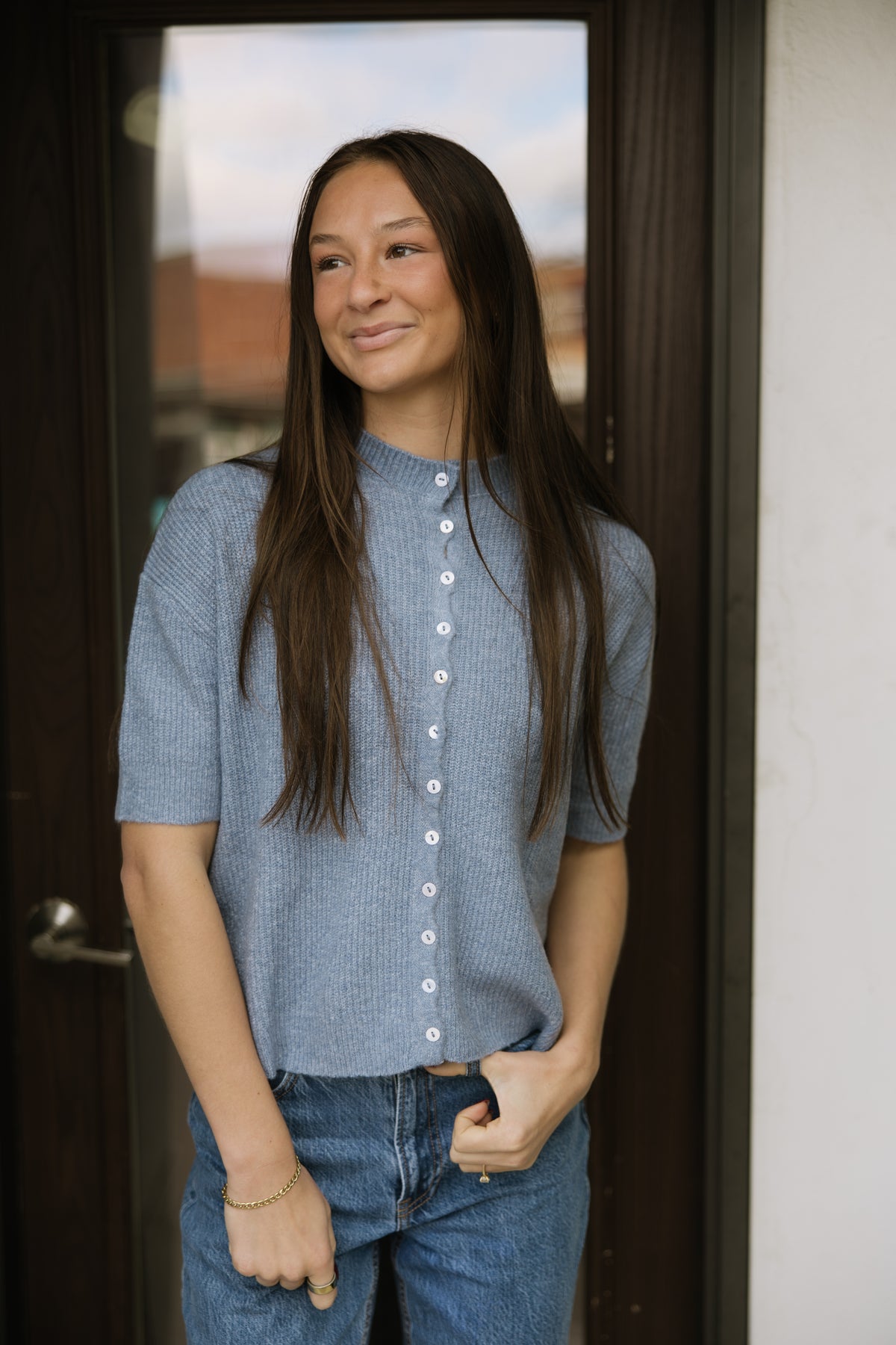 Dusty Blue Button Down Cardigan