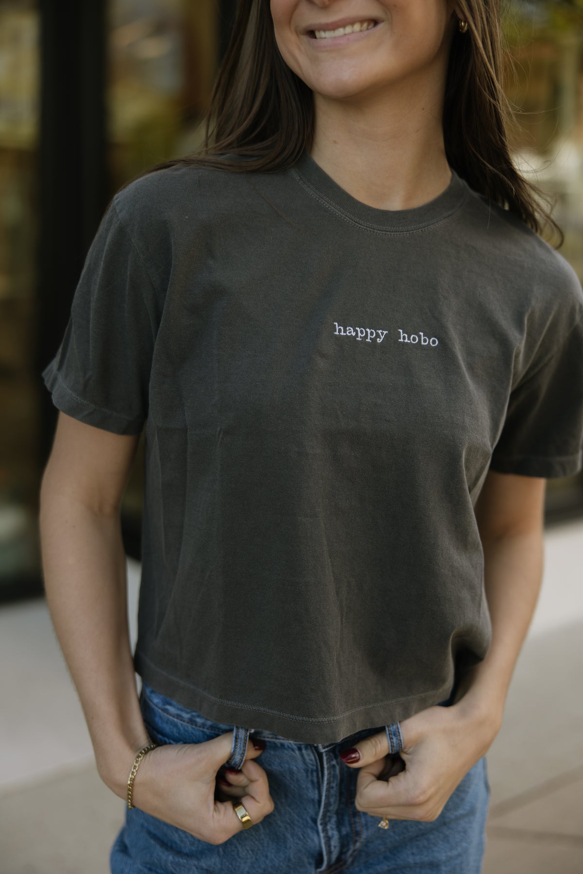 Happy Hobo Embroidered Boxy Tee