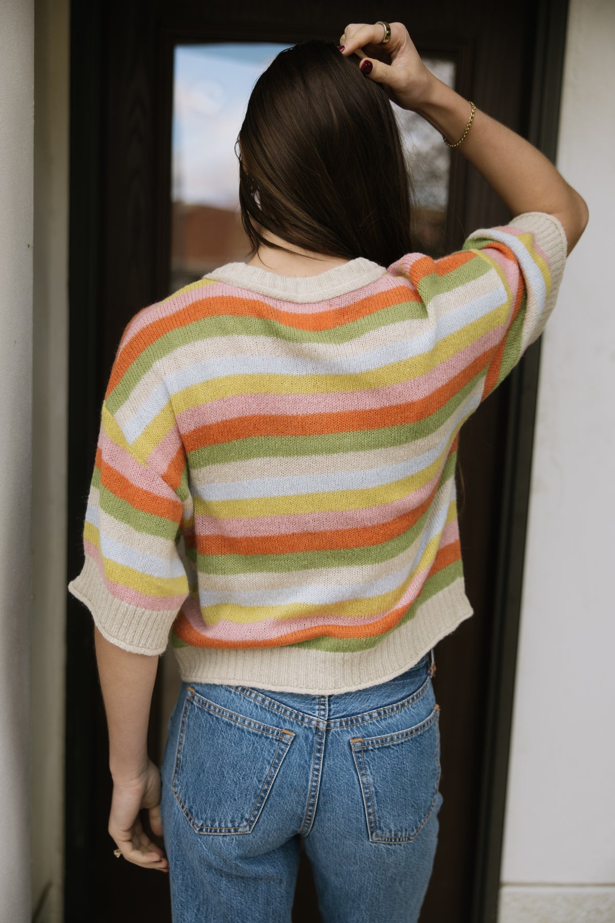 Multi Stripe Button Up Cardigan