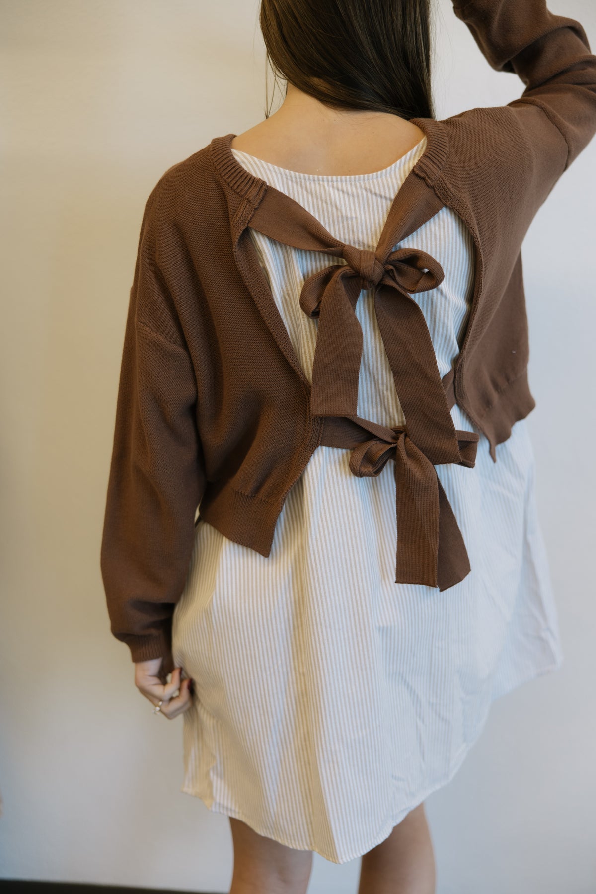Brown Contrast Sweater Dress