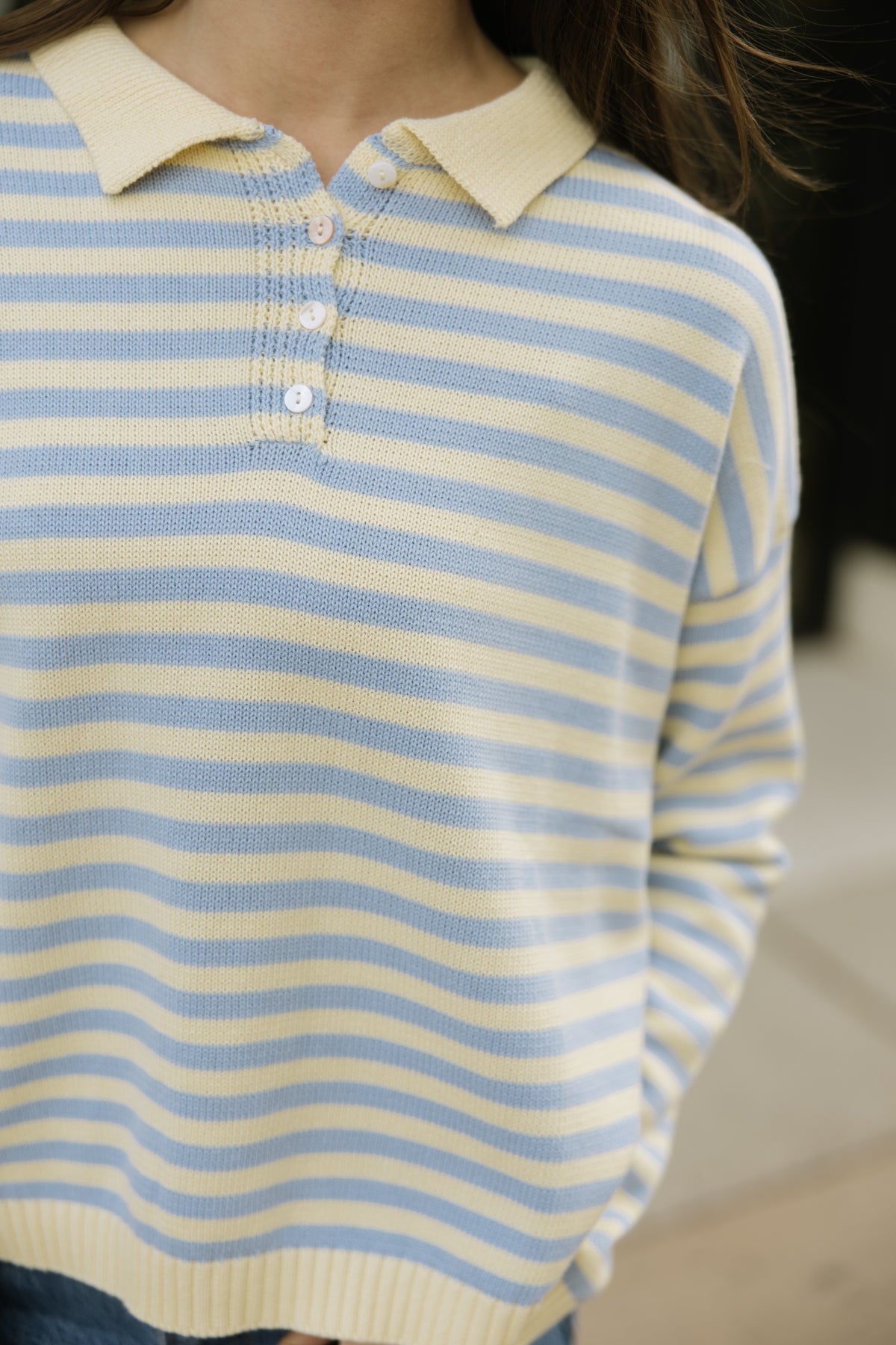 Blue & Yellow Collared Stripe Sweater