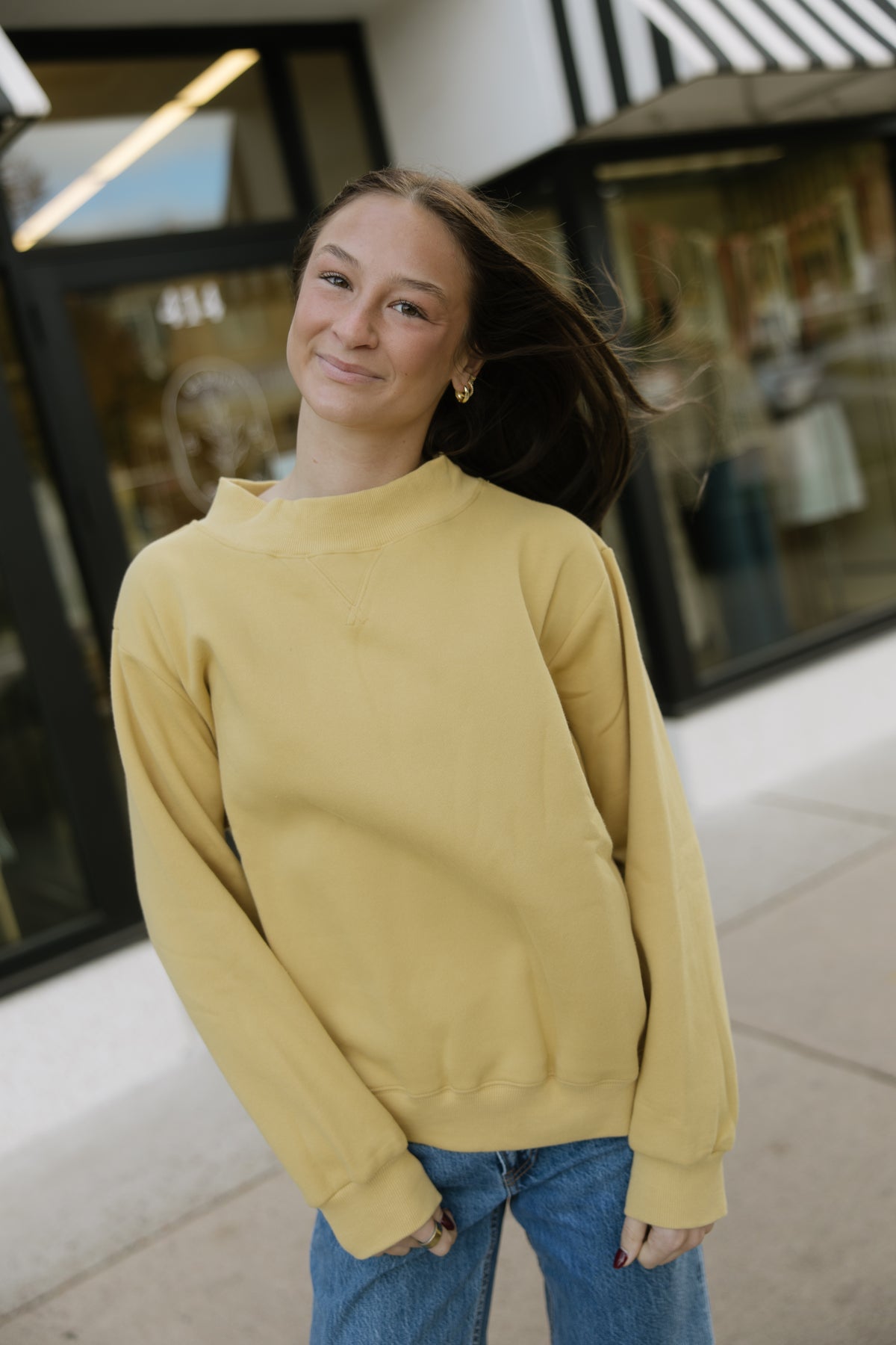 Yellow Wide Neck Sweatshirt