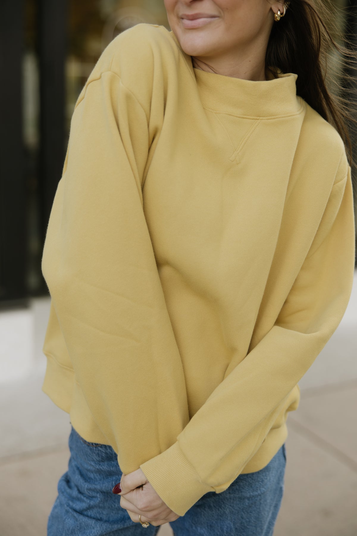 Yellow Wide Neck Sweatshirt
