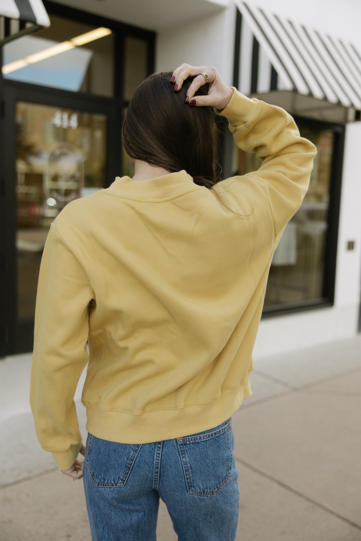 Yellow Wide Neck Sweatshirt