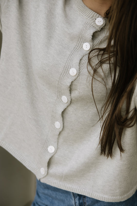 Grey Oversized Button Down Cardigan