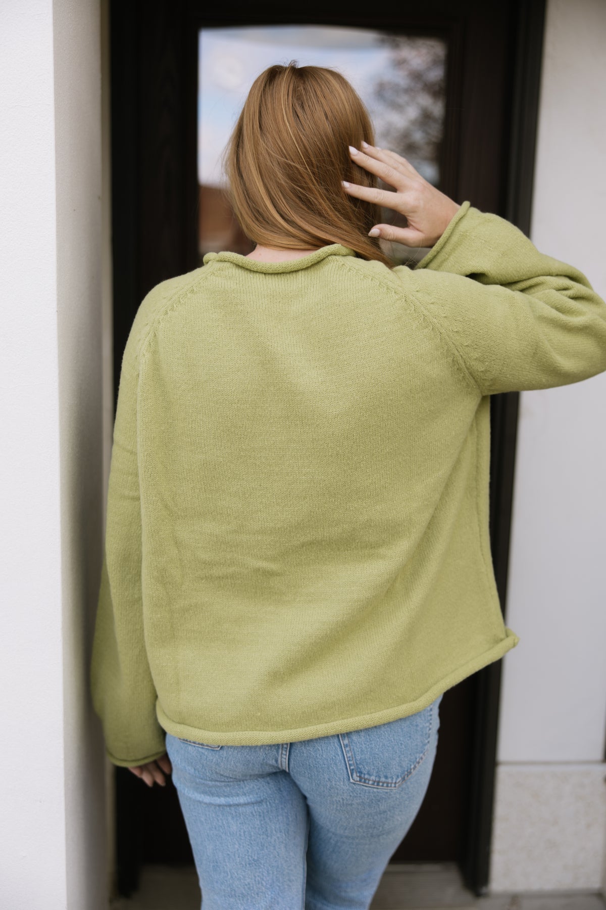 Moss Green Cow Sweater