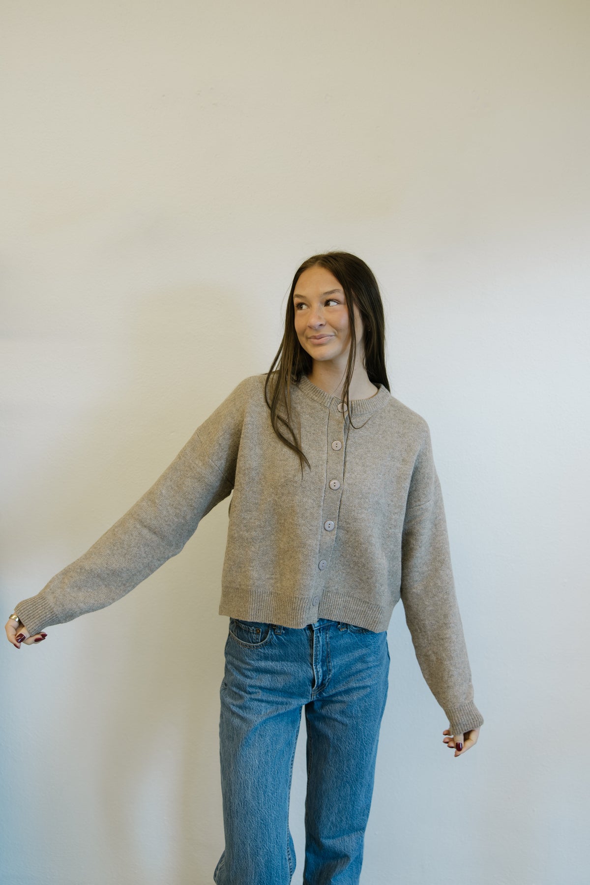Mocha Button Front Cardigan